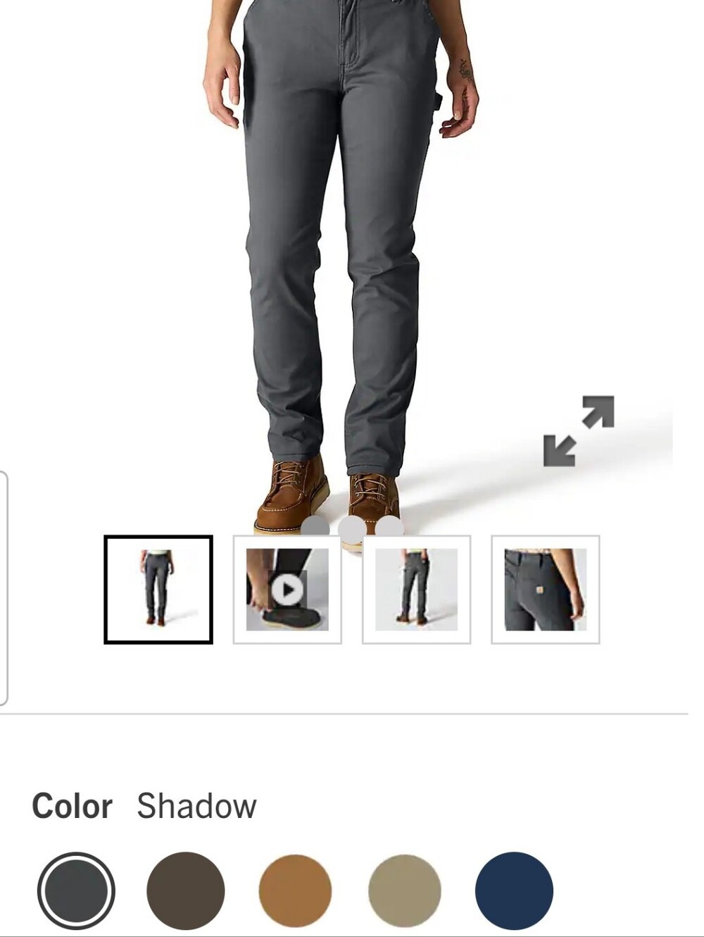 Carhartt Women's Cargo Pants in Dark Gray - Essential Mid-Rise Straight Leg